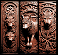 Set of 3 Bookmarks - Viking Nordic Knotwork Carving in wood of Wolves