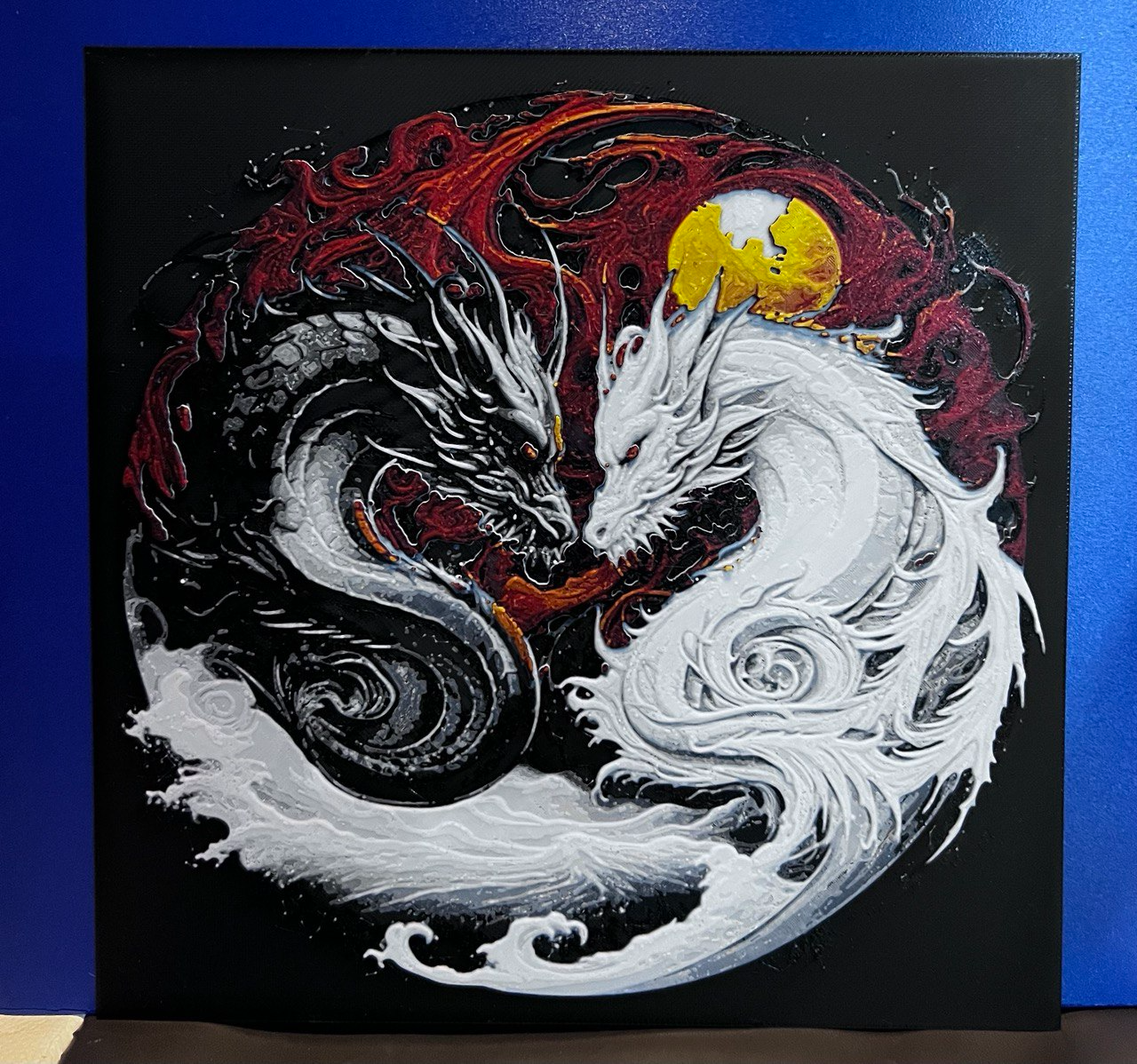 Black and white chinese dragons hueforge 200x200