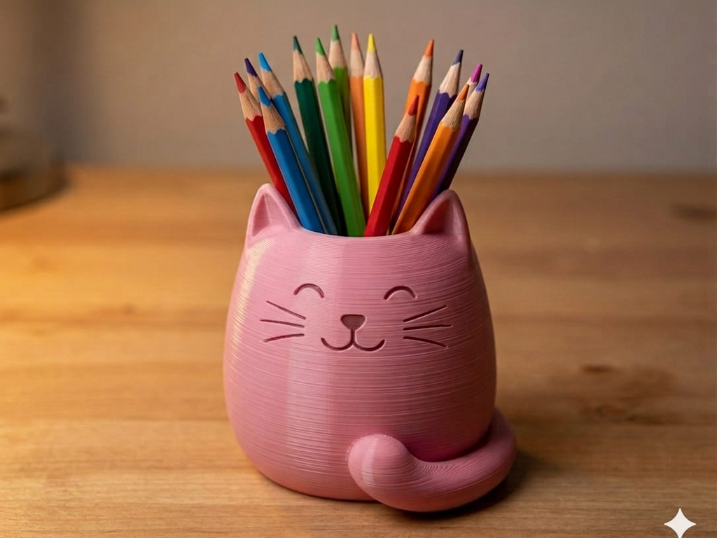 Pink Kitty Pencil Holder