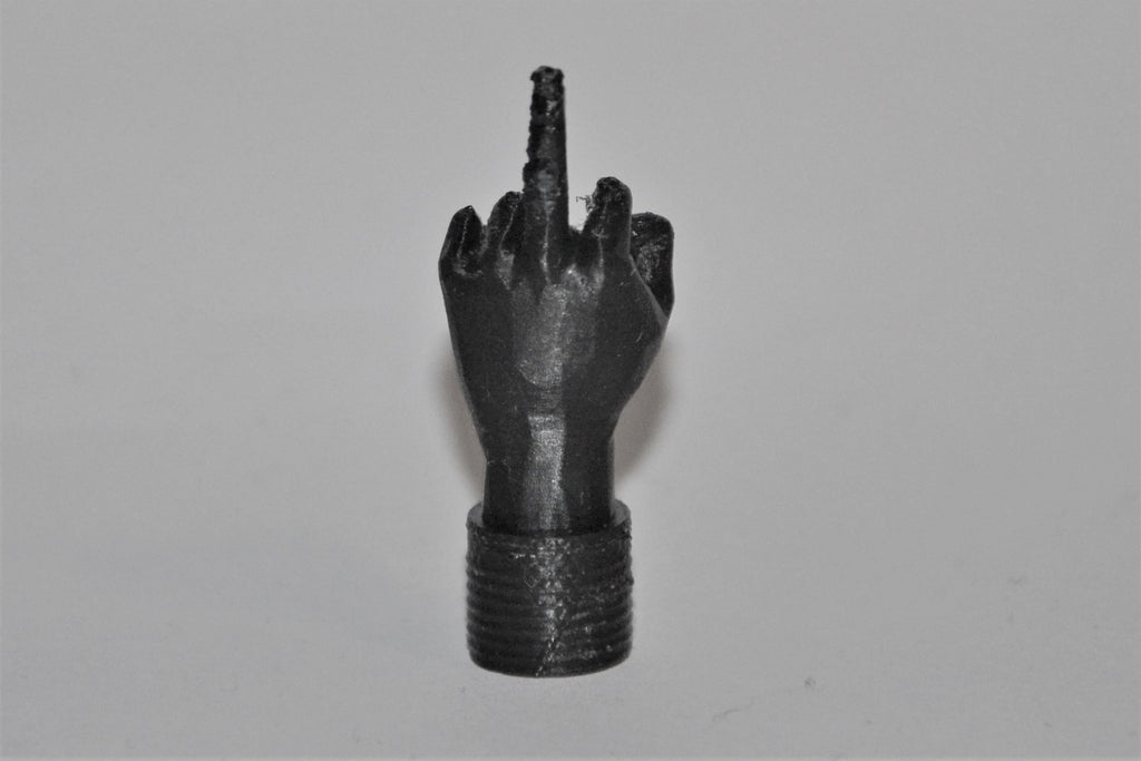 Middle finger schrader valve cap