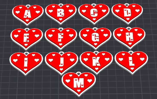 love hearts alphabet pack 1-of-2 , valentines keychains / necklace charm (free for commercial use)