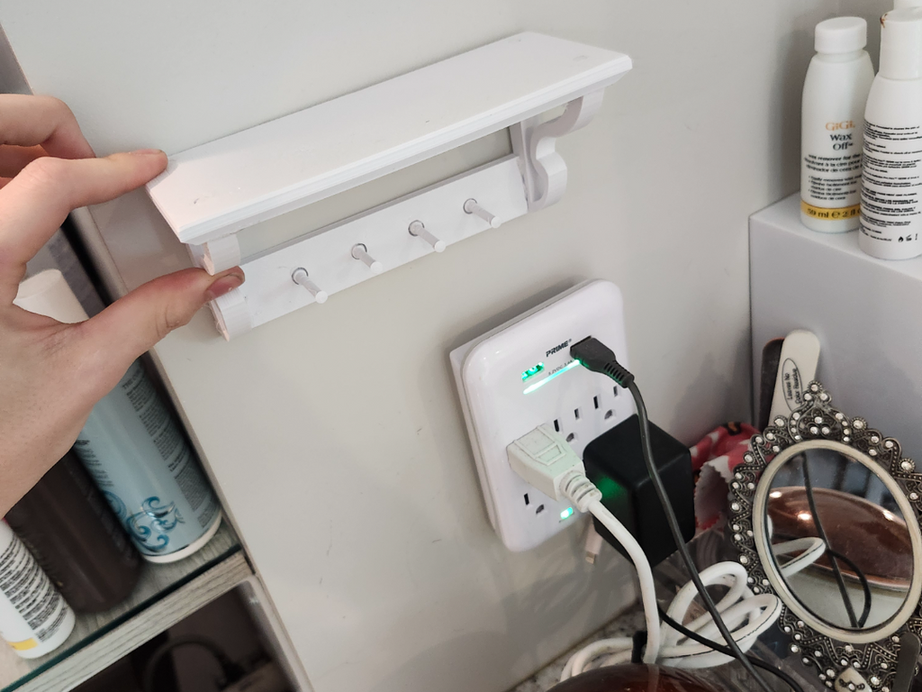 3d printed shelf with holes for drywall screws