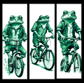 Set of 3 Bookmarks - Mr. Frog riding his bike around town admiring the world