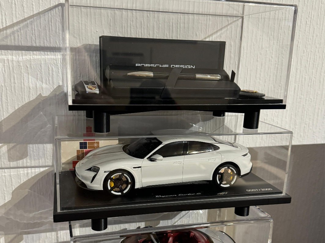 Frame for model case plus card holder
