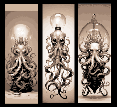 Unusual Mix - What if it took an Octopus to run a lightbulb?? - Set of 3 Bookmarks