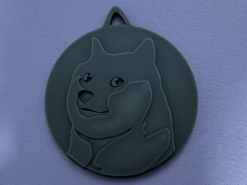 3-level doge coin keychain