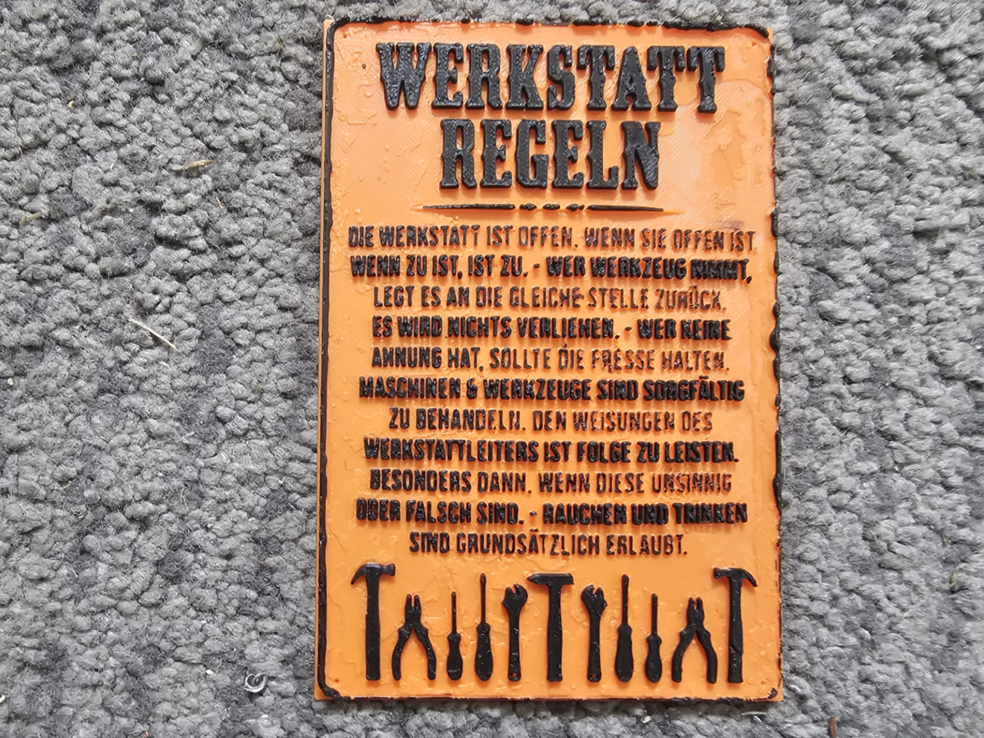 Werkstatt Regeln Schild
