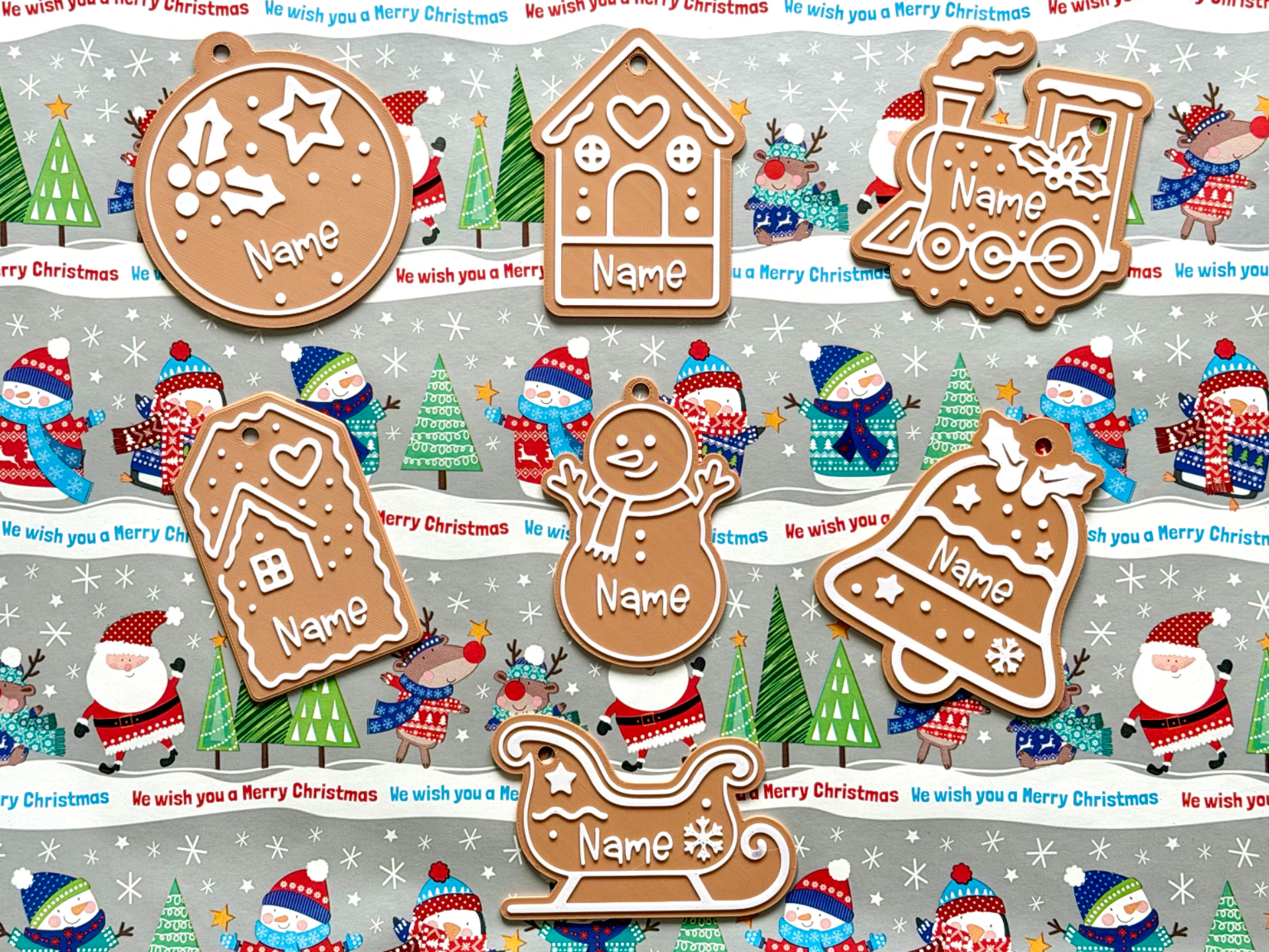 Customisable name Christmas gift tag - Gingerbread