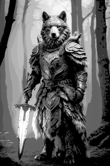Wolf warrior in full armor - best of both worlds - Hueforge