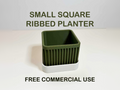 Small square ribbed planter with drip plate