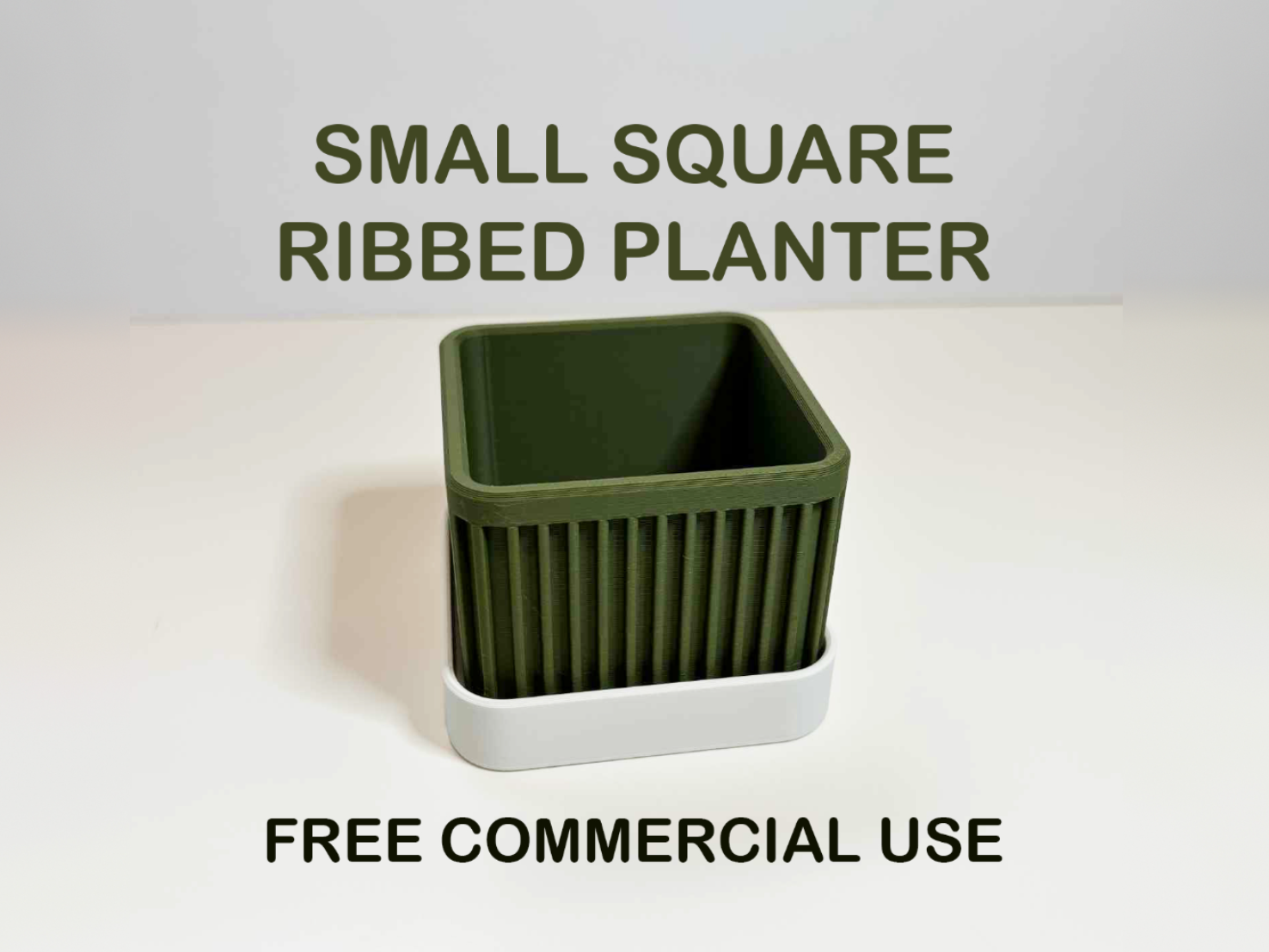Small square ribbed planter with drip plate