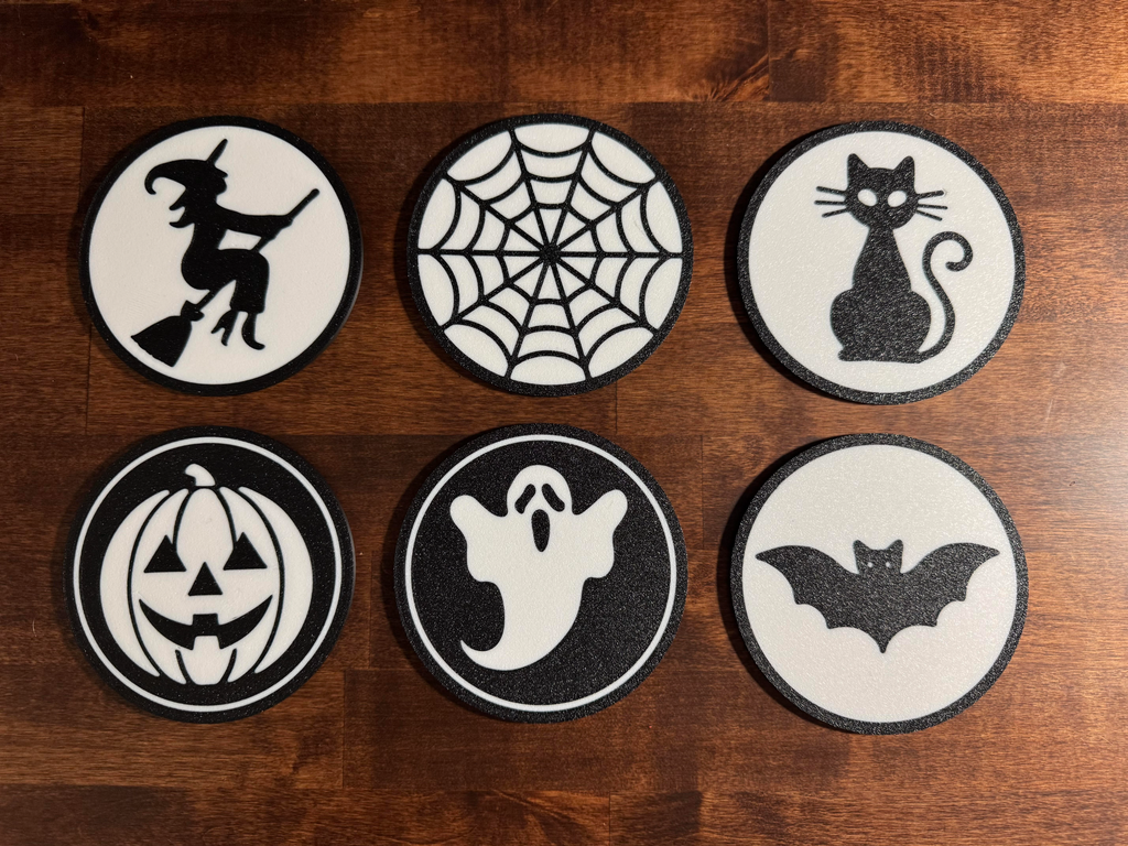 Monochromatic Halloween Coaster Set
