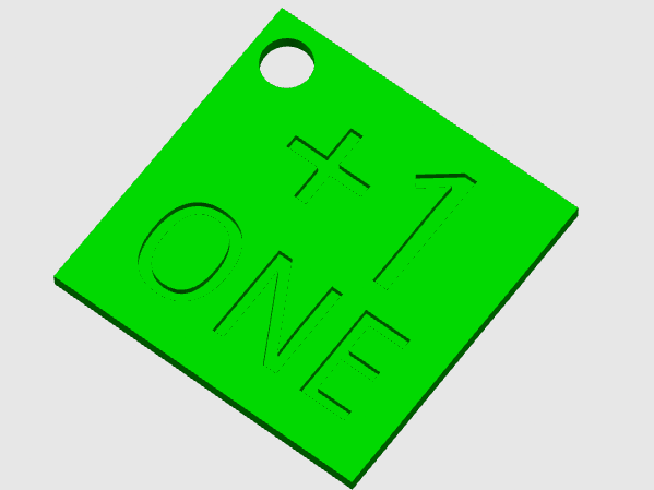 Plus One +1 Square Token With Keyring Hole