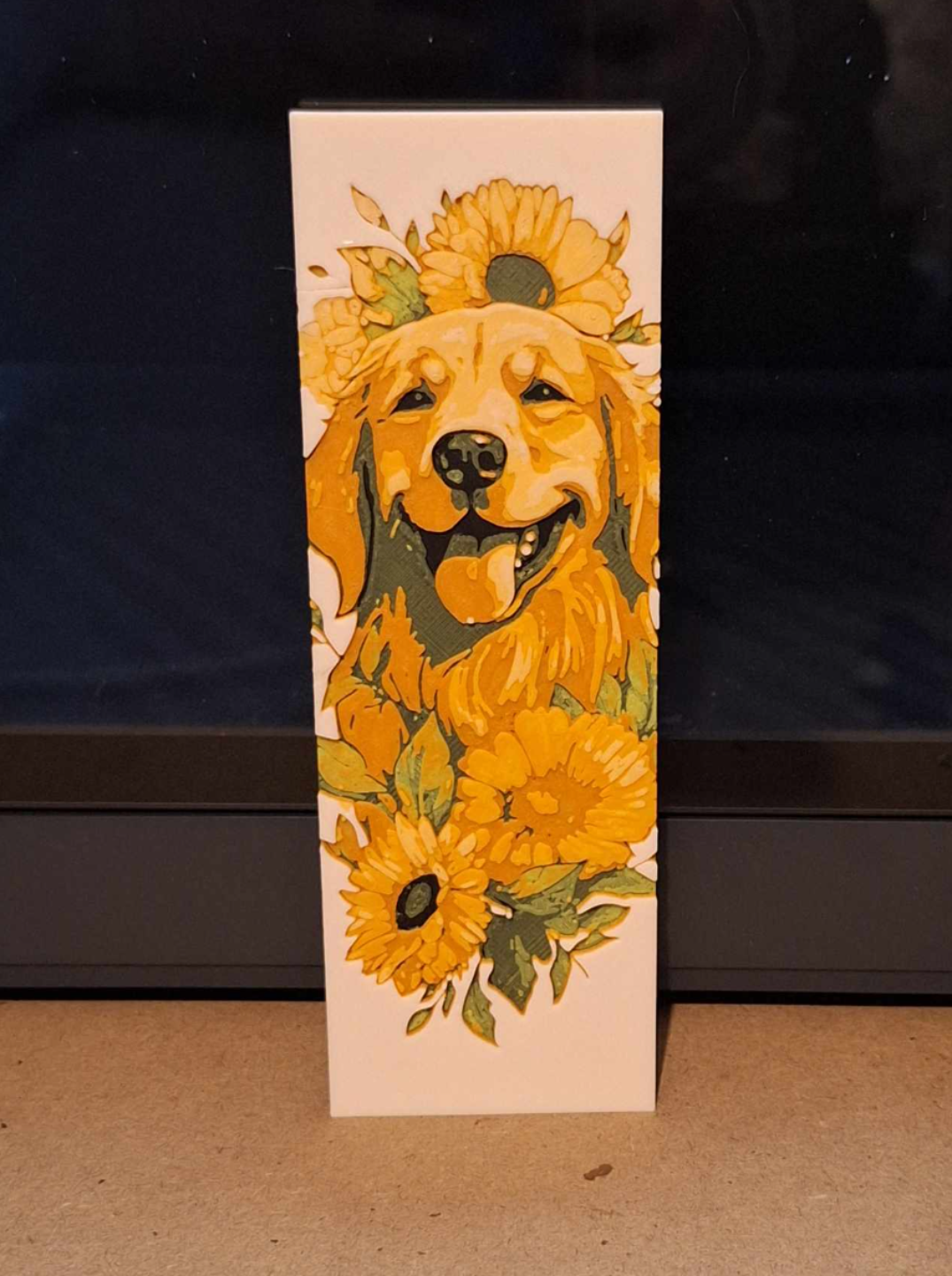 labrador & sunflower bookmark - hueforge