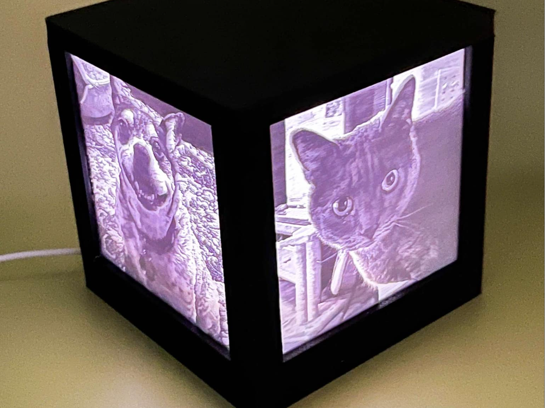 V2 - Wood Light - 110mm Lithophane Cube Frame