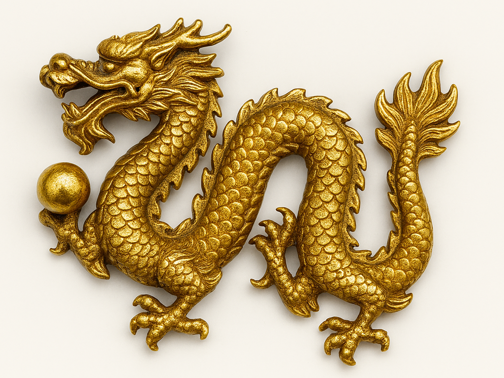 Chinese Dragon brooch for lapel or tie