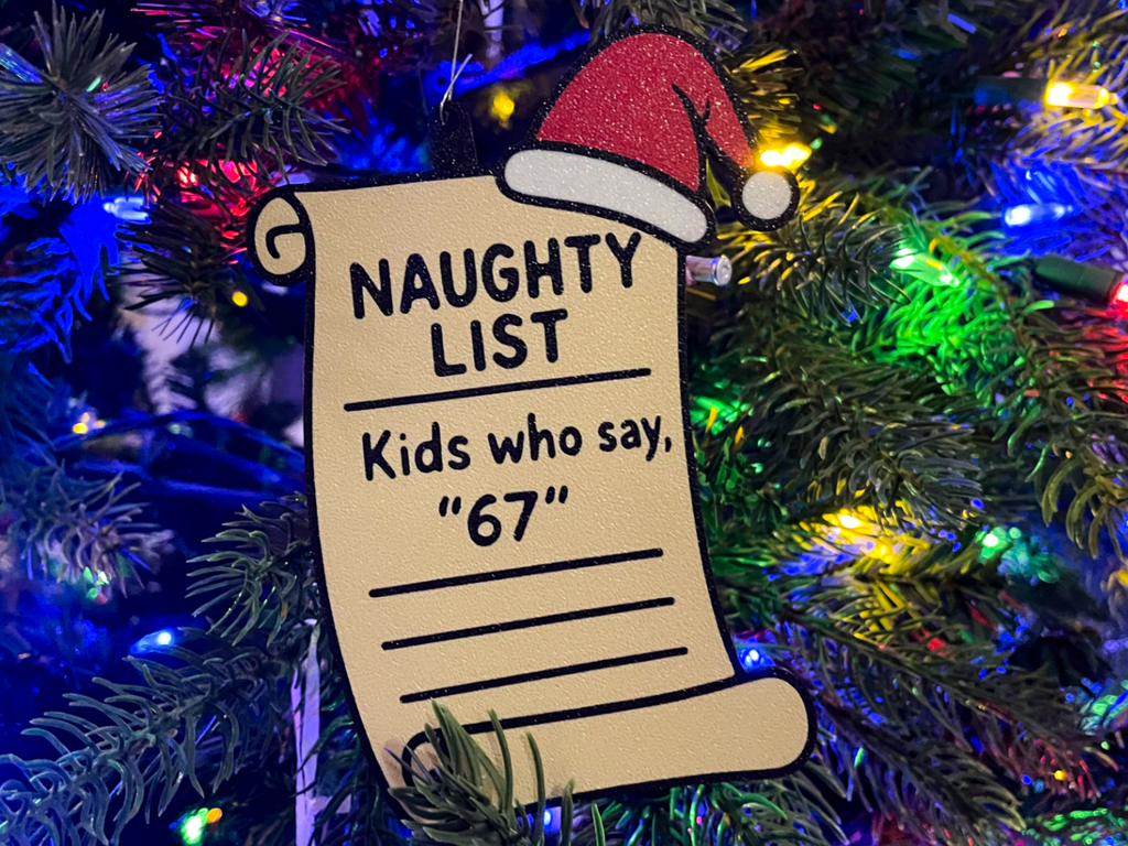 67 Christmas Ornament 4 color Santa List / Funny