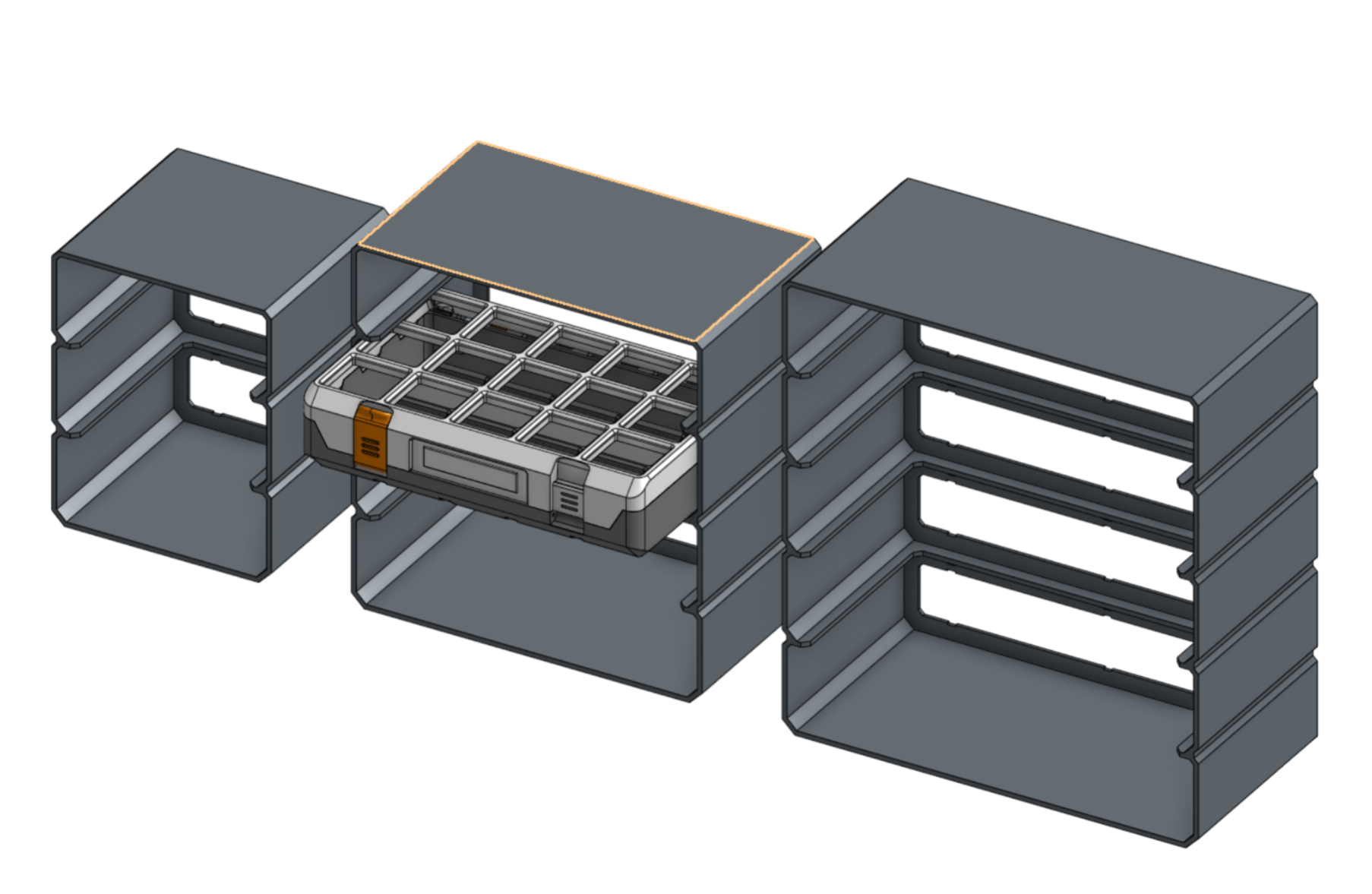 Parametric Shelves for Modern Gridfinity Case