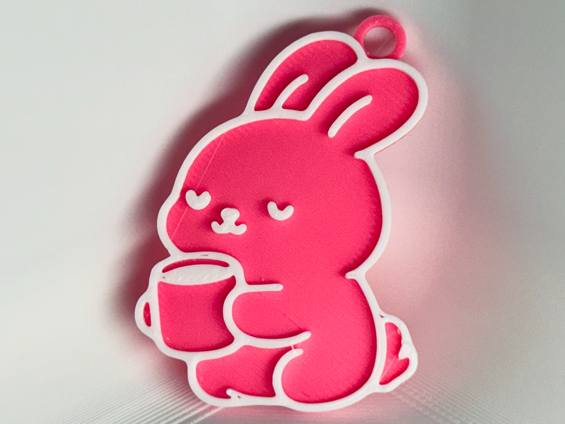 Bunny Drinking Coffee Keychain