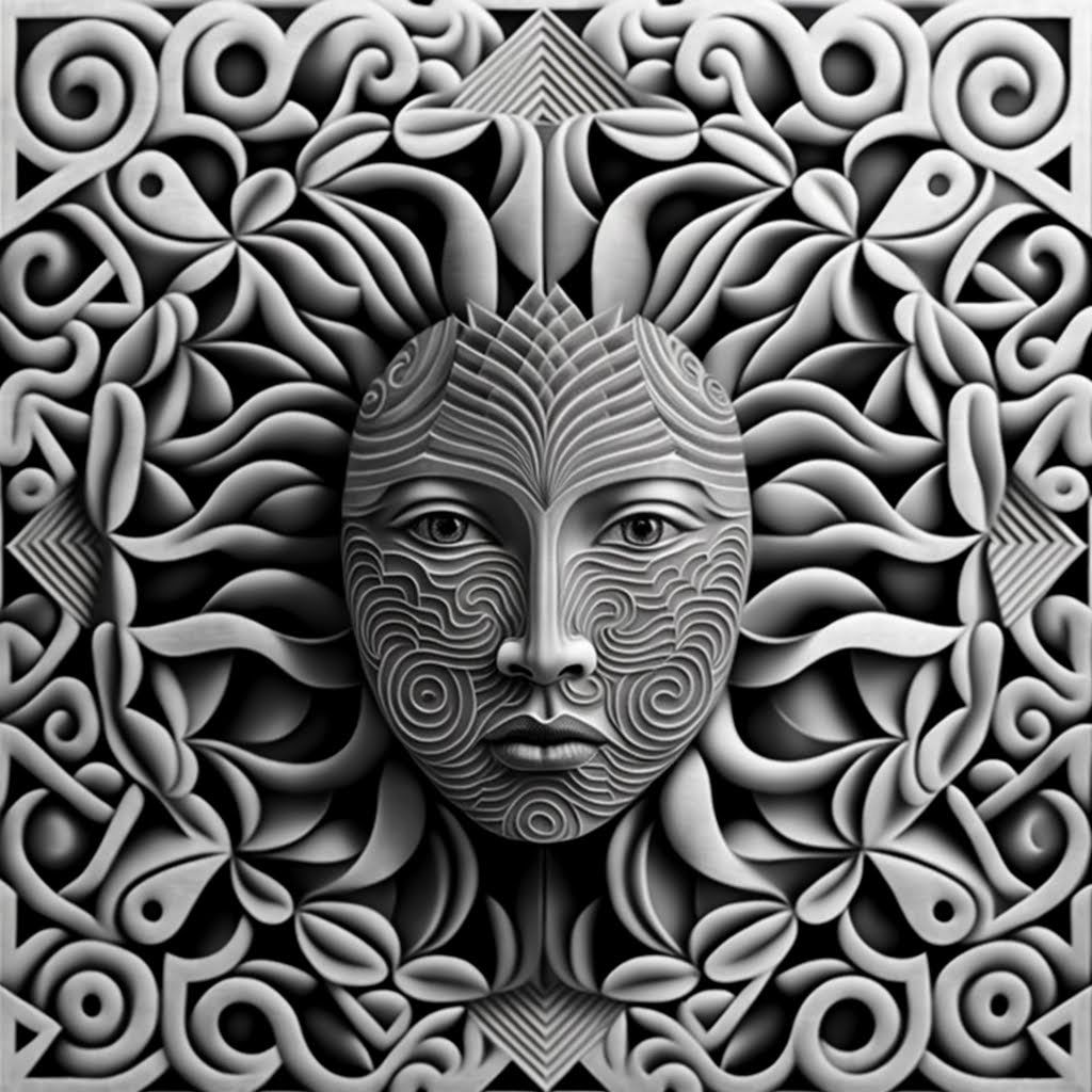 HUEFORGE Mandala SUN Face Black and White