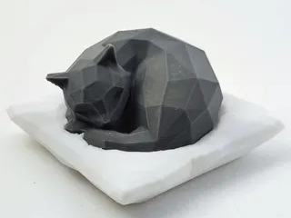 Cute low poly sleeping cat on pillow