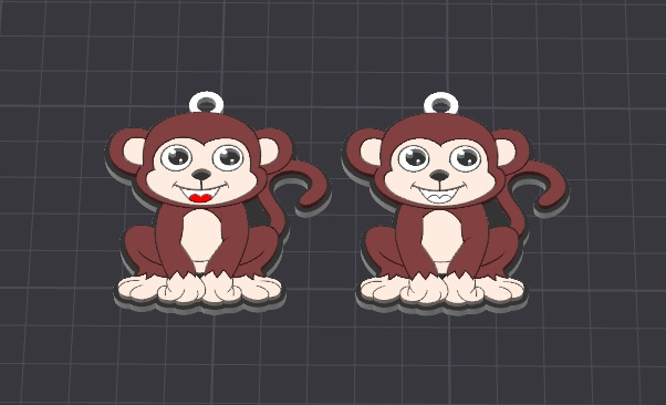cute animal , martin the monkey multicolor keychain \ necklace charm (free for commercial use)