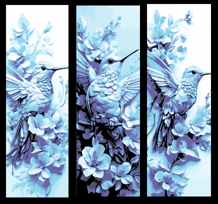 The beauty of the Hummingbird - Flying amongst the flowers - Set of 3 Bookmarks