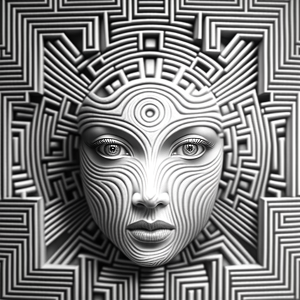 HUEFORGE Black and White Mandala Stripes Lady