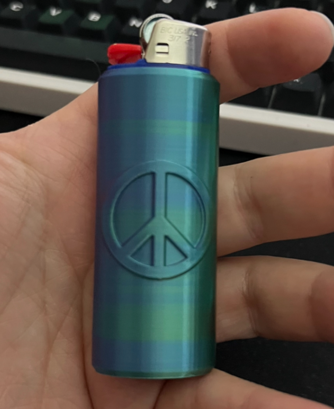 Bic Lighter Peace Sign Sleeve