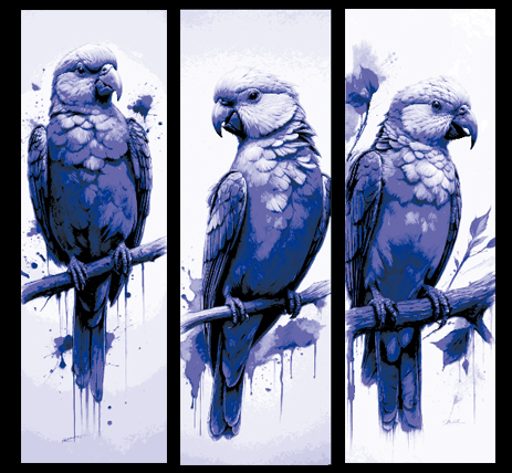Artistic View of a Purple and White Love Bird - Set of 3 Bookmarks - Hueforge Art