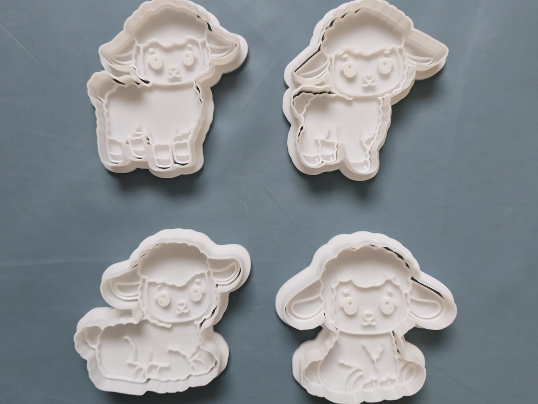 Cute Sheep Animal Cookie Cutter Playdoh Stamp Farm
