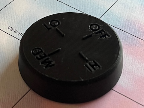 Electric baseboard heater control knob