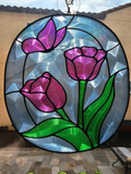 Tulips and Butterfly Stained Glass