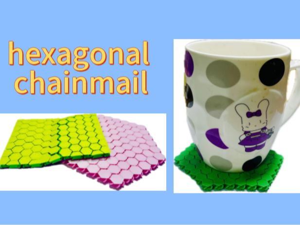 hexagonal chainmail 六边形铰链杯垫