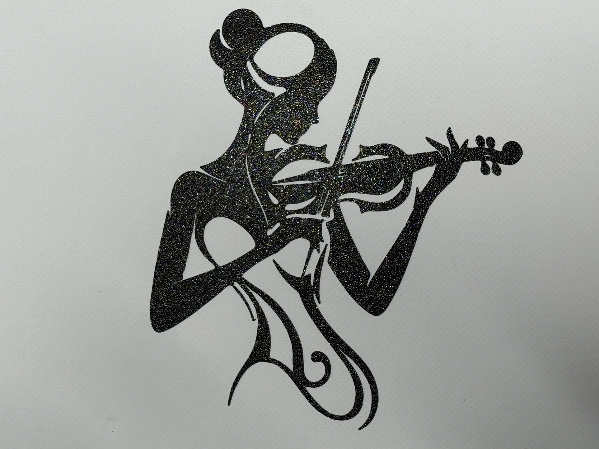 silhouette of a girl playing the violin (wall art)