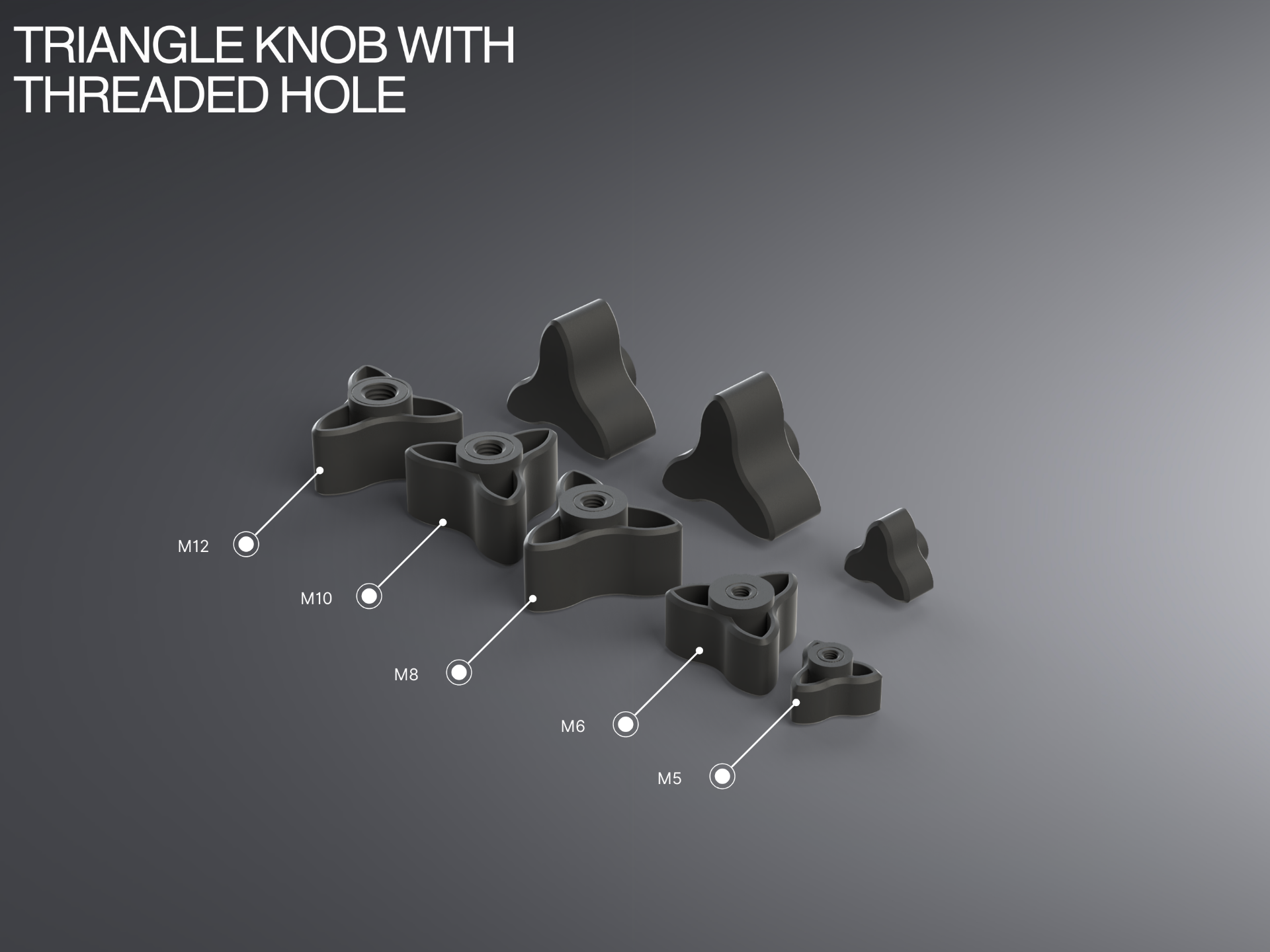 Metric Triangle Knobs with Threaded Hole