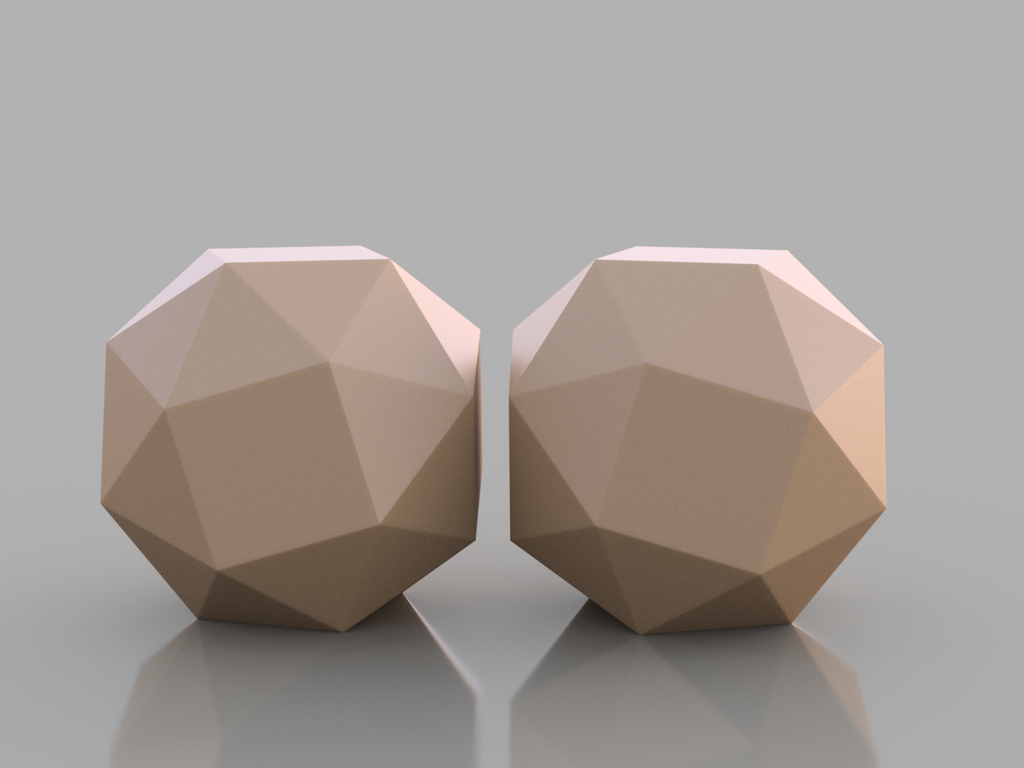 Low Poly Spheres: Snub Cubes (Left and Right)