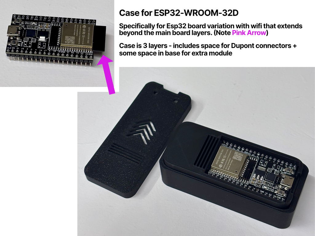 Case for ESP32-WROOM-32D board with longer Wifi