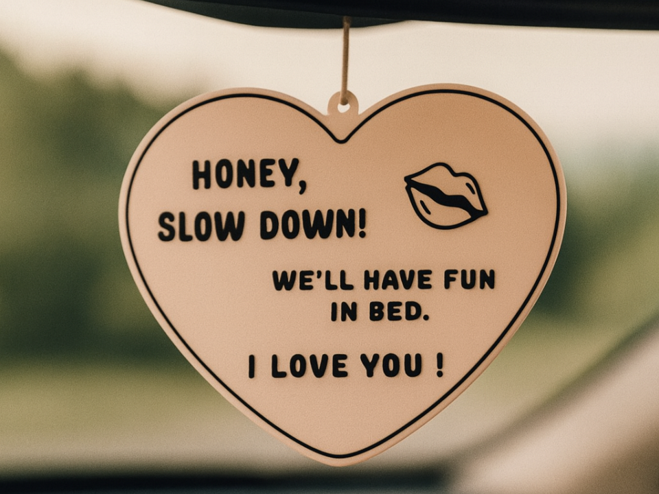 Honey, Slow Down! Romantic Rearview Mirror Hanger