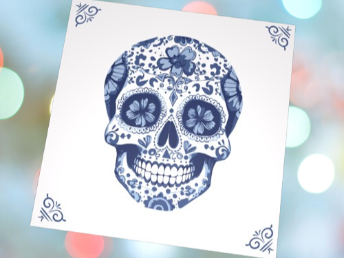 SugarSkull Delft Bathroom Tile