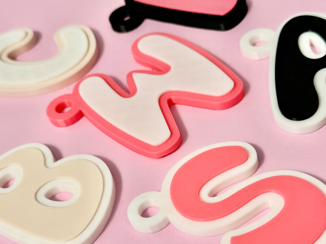 Retro Letter Keyrings | Keychain Double Layer