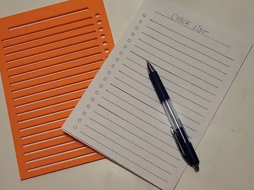 Check list template for A5 paper or notebooks