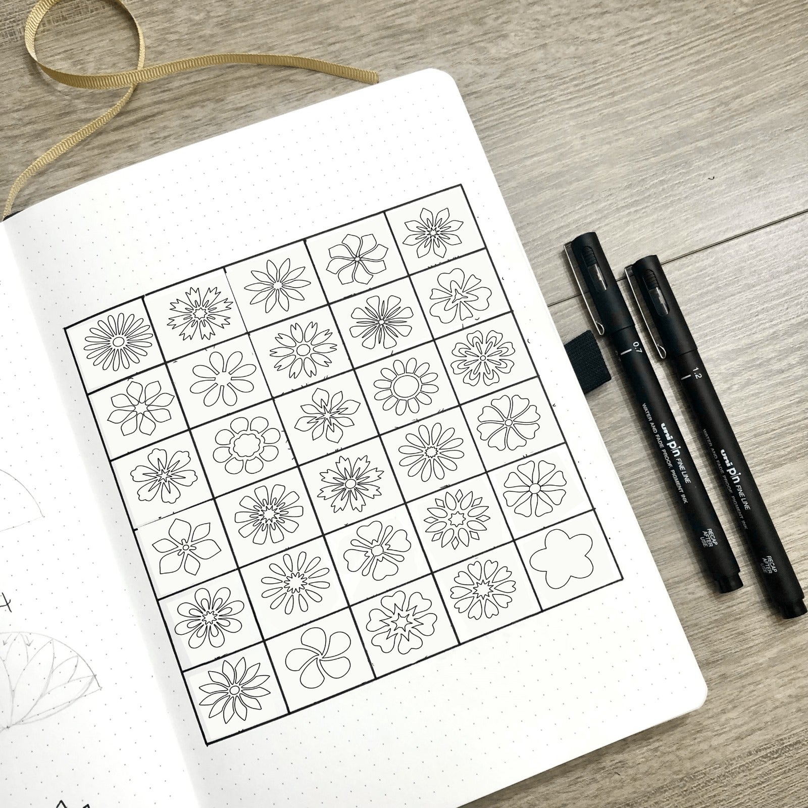 Bullet Journal Flower Stencil