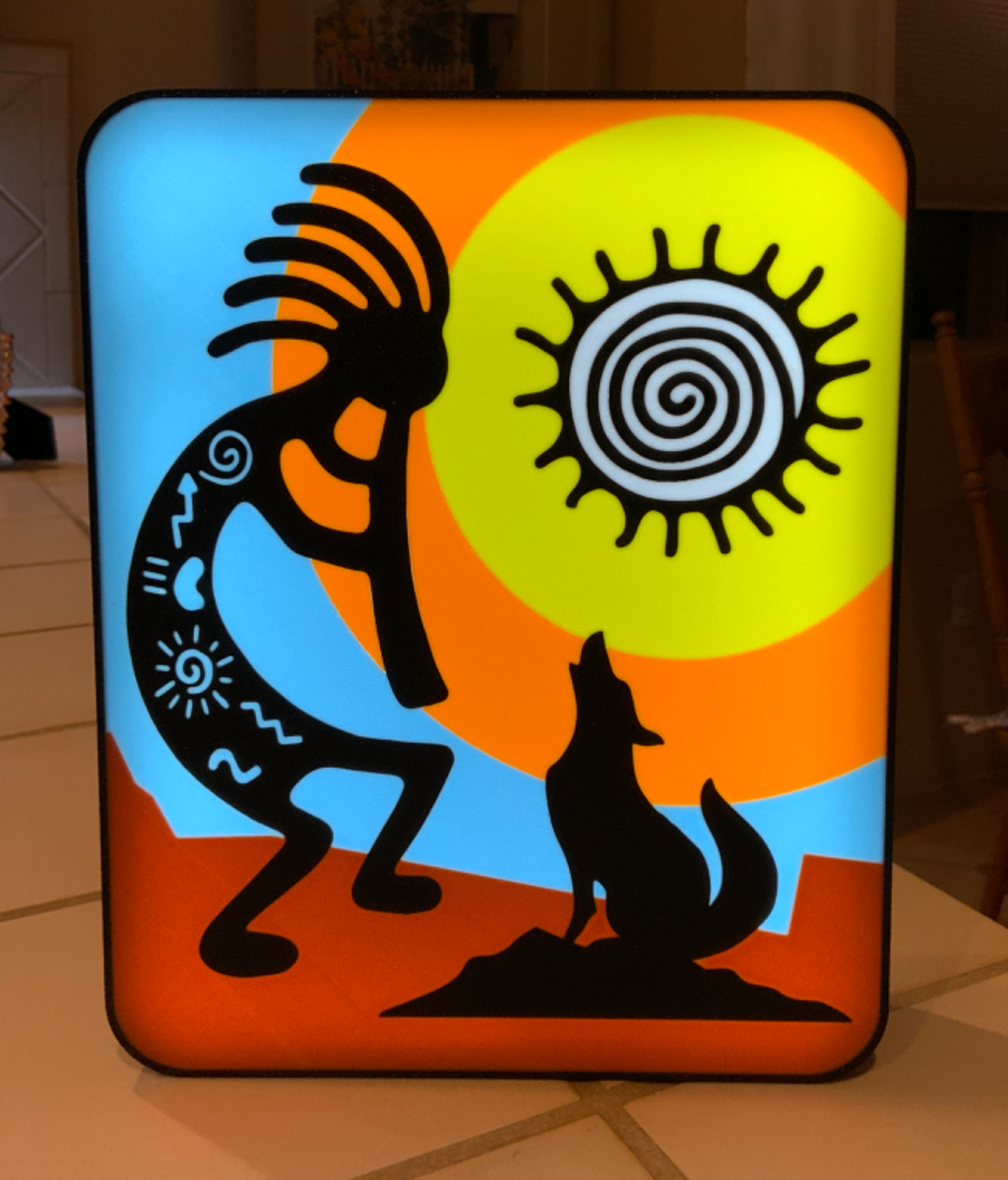 Kokopelli Desert Scene LED Light Box