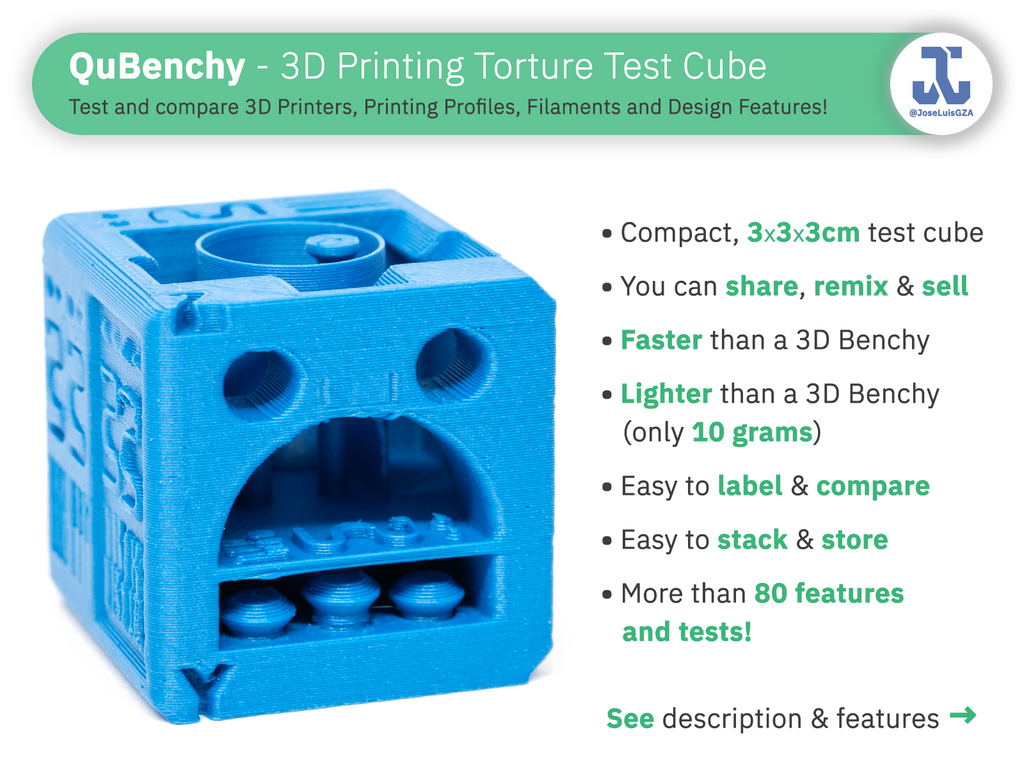 QuBenchy - 3D Printing Torture Test Cube