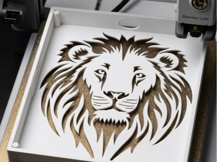 Lion Head Stenciled Lightbox/Purge Box