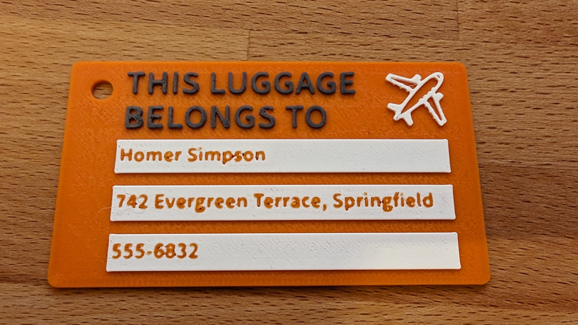 Homer Simpson Luggage Tag - Test or Fun print