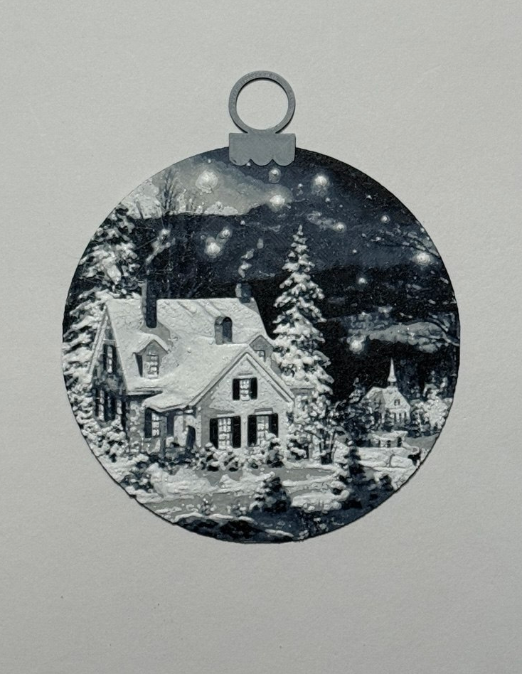 Christmas ball of a snowy night landscape