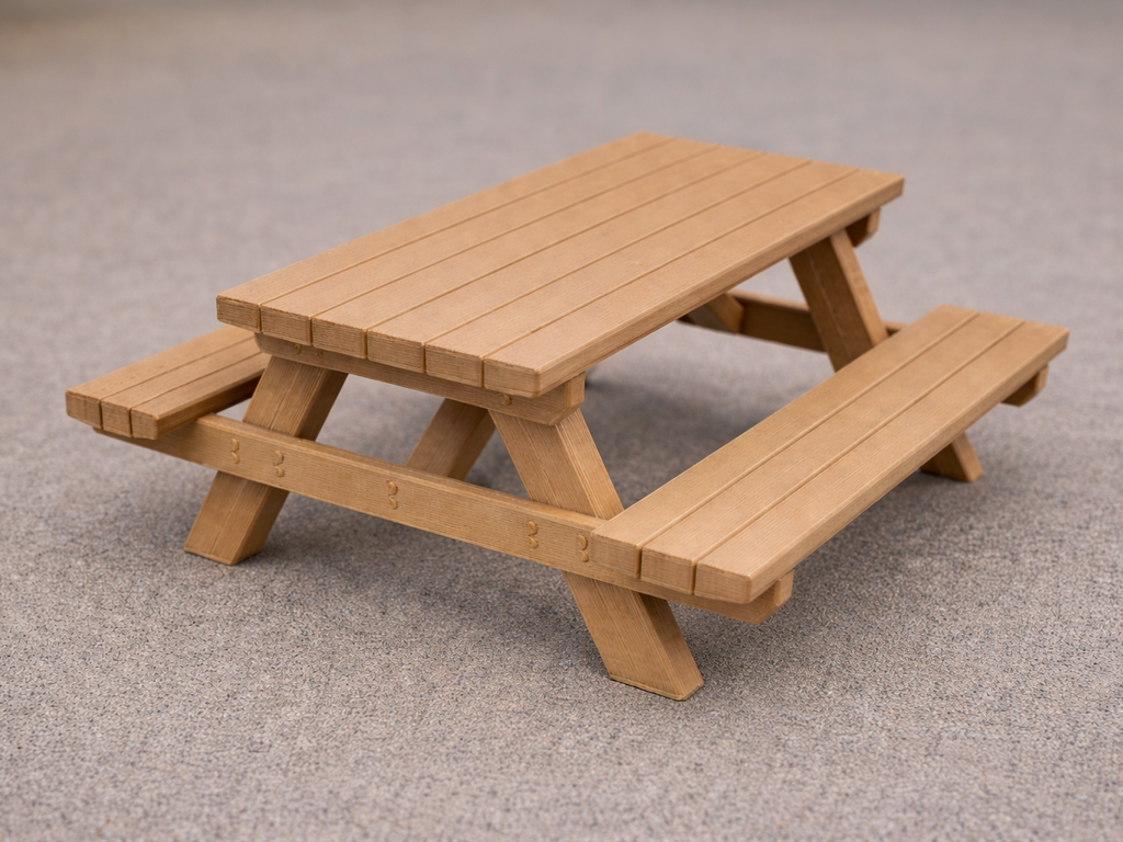 Mini Picnic Table – Realistic Wood Style