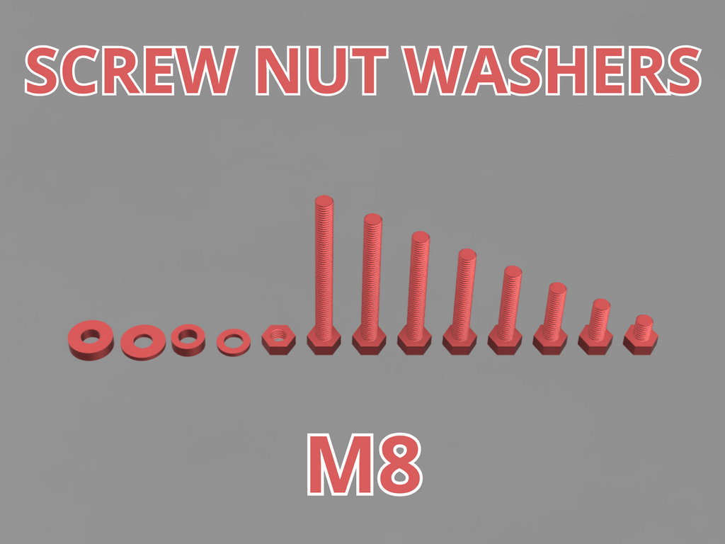 M8 Screw Set / NUT / WASHER M8 x 10-80mm